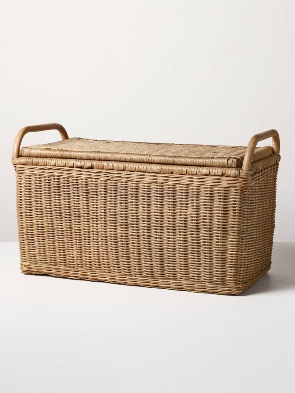 Large Rattan Storage Basket with Lid - Hearth & Hand